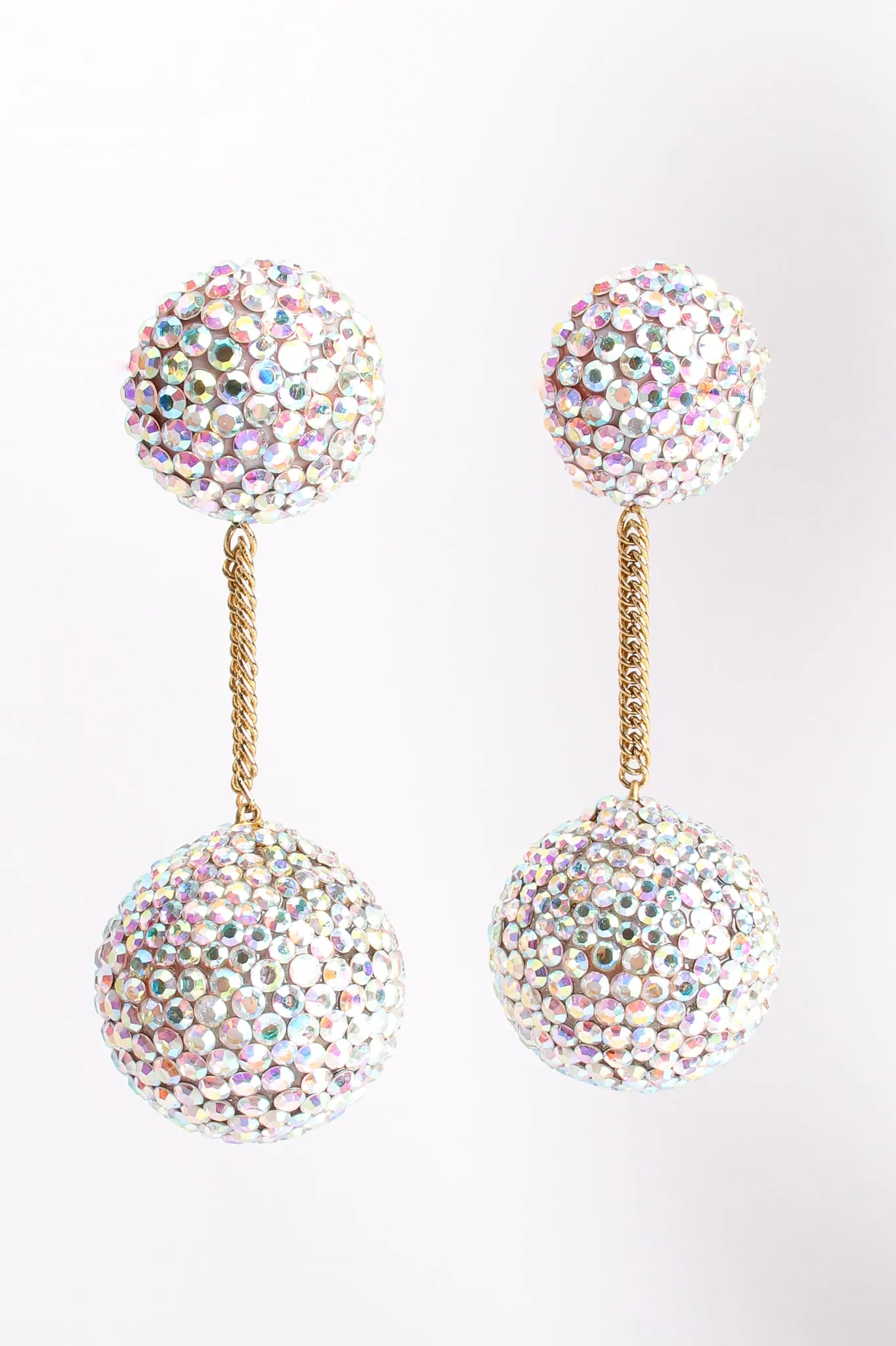 Iridescent Rhinestone Ball Drop Earrings