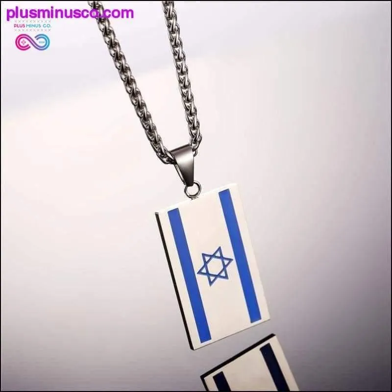 Israel Flag Necklace Gold Color Stainless Steel Pendant &