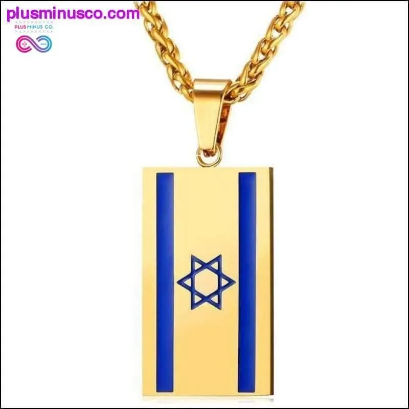 Israel Flag Necklace Gold Color Stainless Steel Pendant &