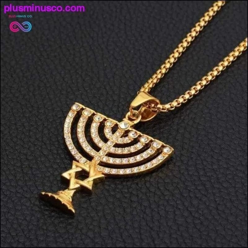 Israel Menorah Happy Hanukkah Necklaces Gold Color Jewelry