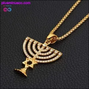 Israel Menorah Happy Hanukkah Necklaces Gold Color Jewelry
