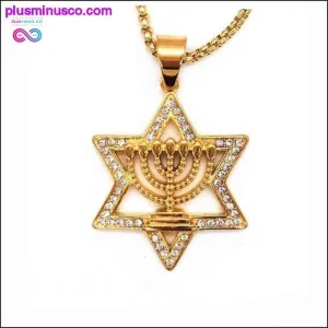 Israel Menorah Judaism Hebrew Necklace Star of David Menorah