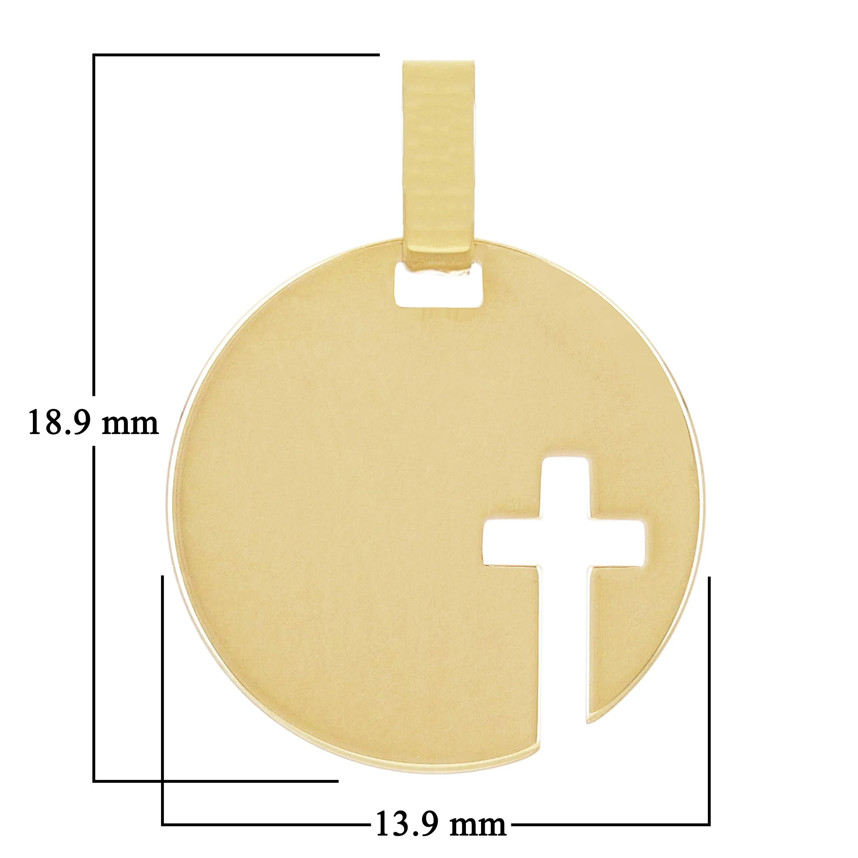 Italian 14k Yellow Gold Cross Cut Out Disc Religious Charm Pendant