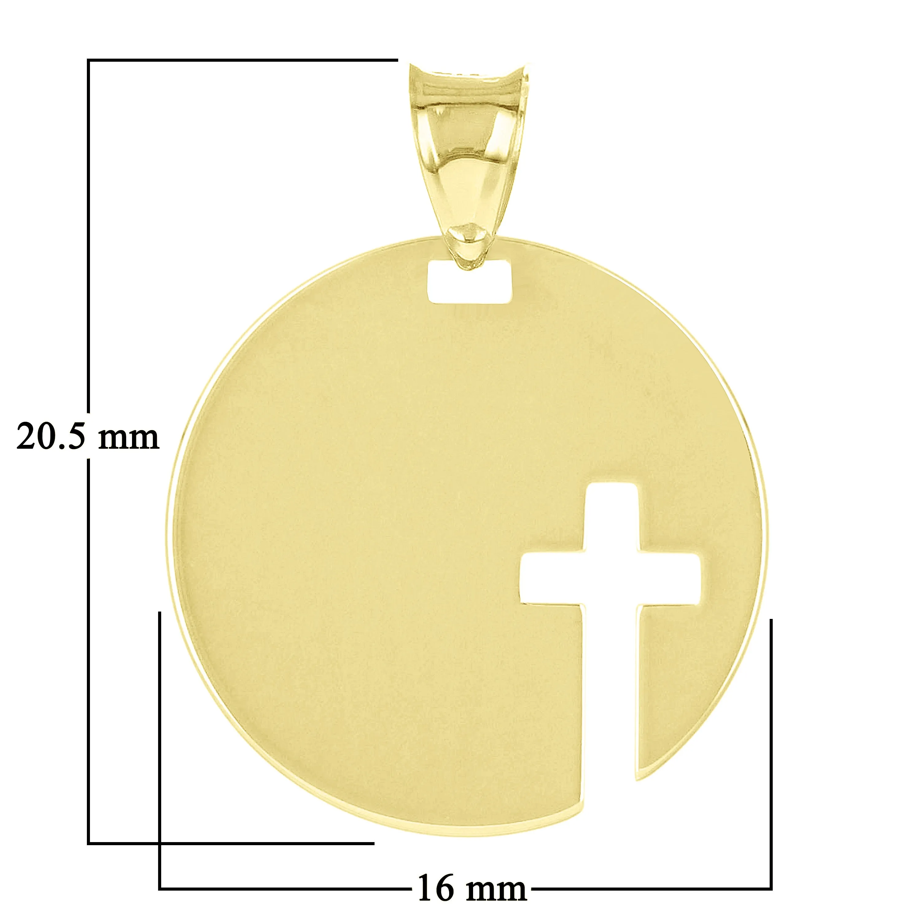 Italian 14k Yellow Gold Cross Cut Out Disc Religious Charm Pendant