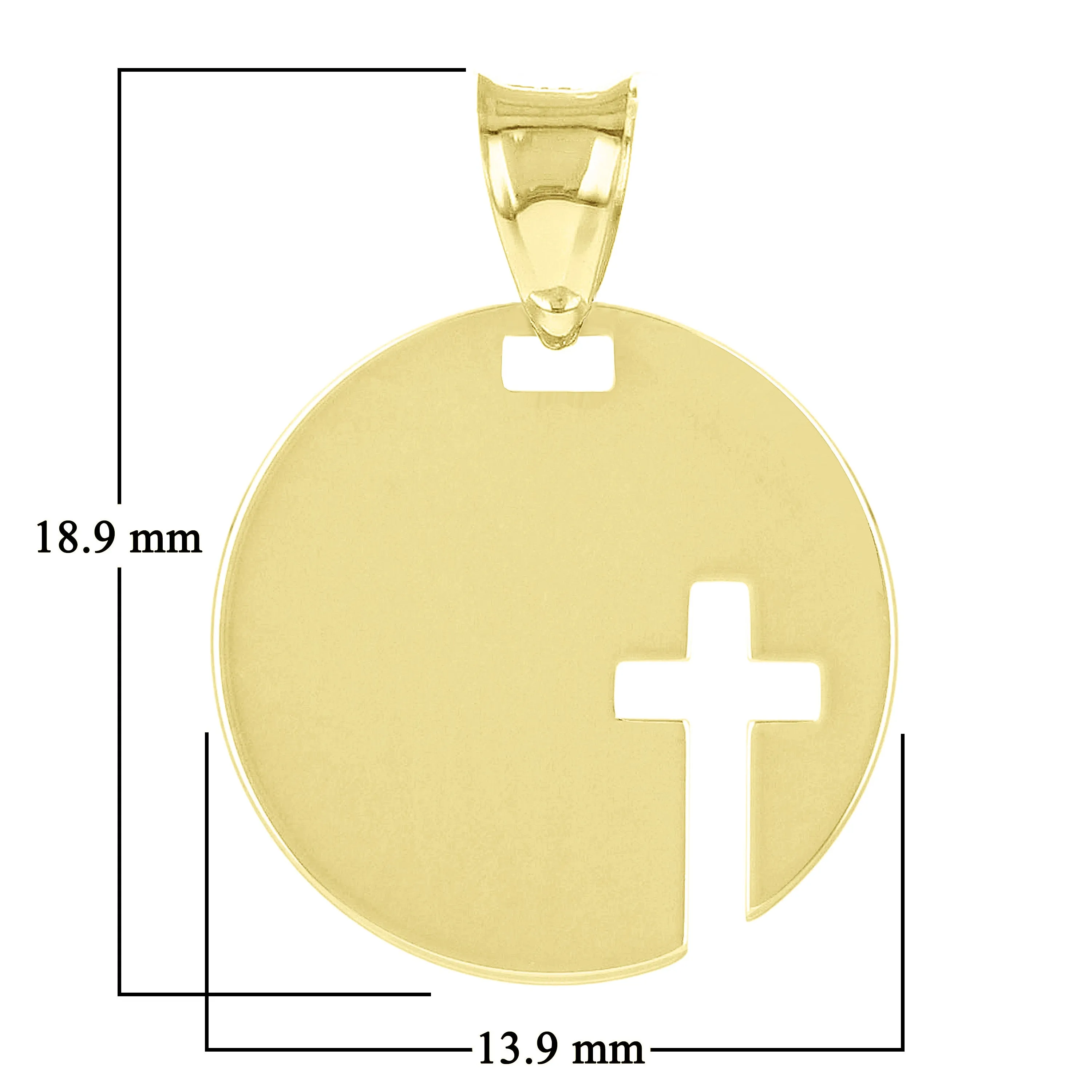 Italian 14k Yellow Gold Cross Cut Out Disc Religious Charm Pendant