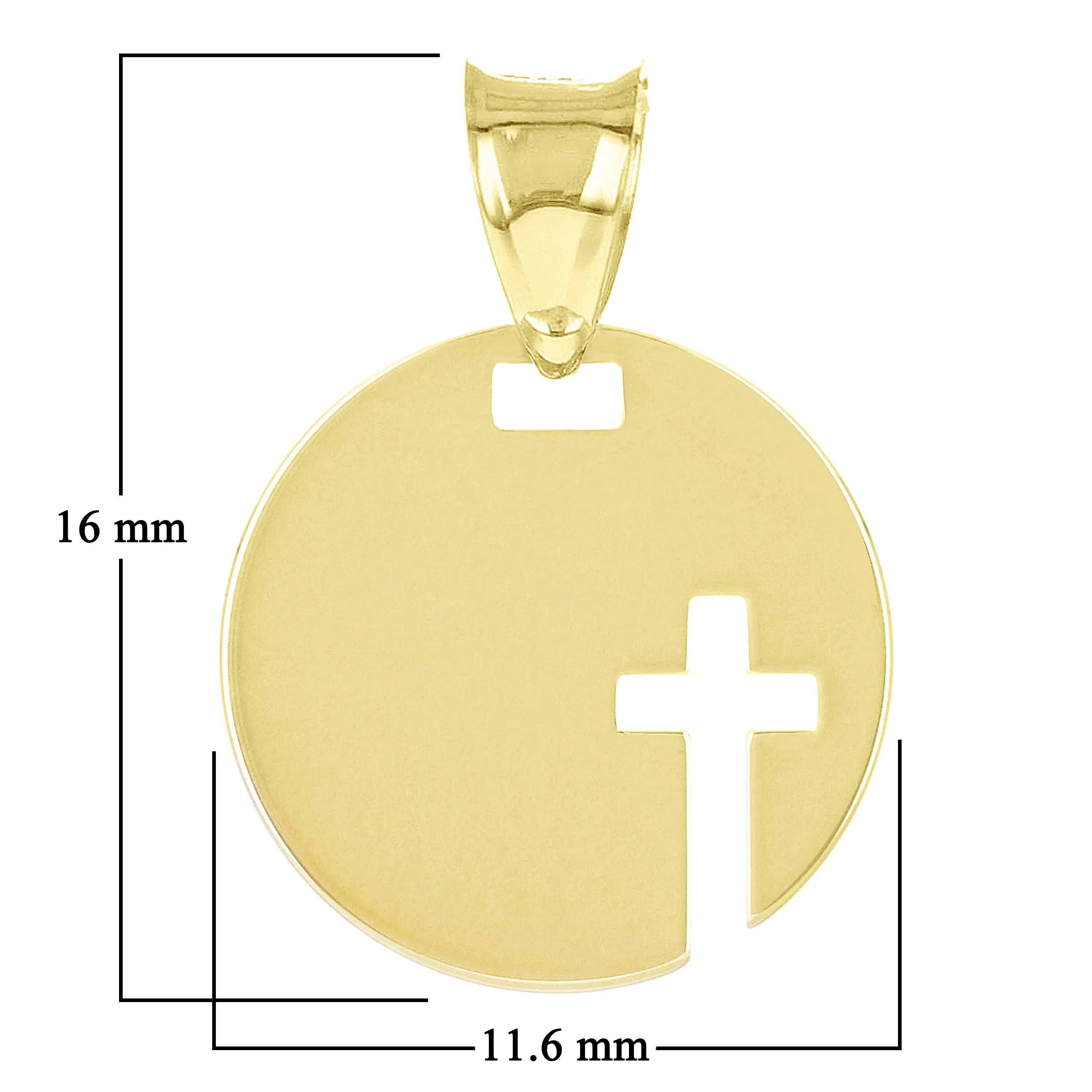 Italian 14k Yellow Gold Cross Cut Out Disc Religious Charm Pendant