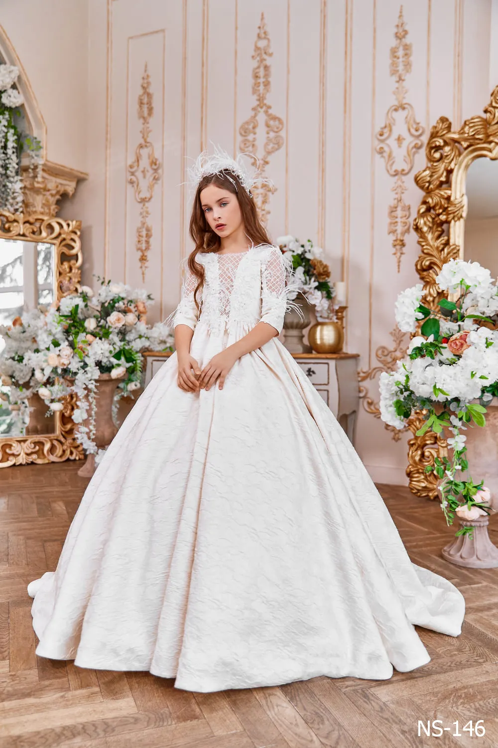 Ivory Jacquard Dress for First Holy Communion