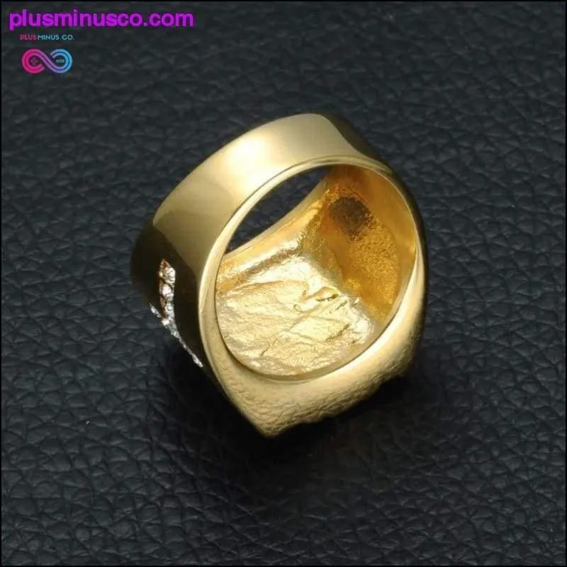 Jesus Cross White Cubic Zirconia Ring for Men Gold Tone
