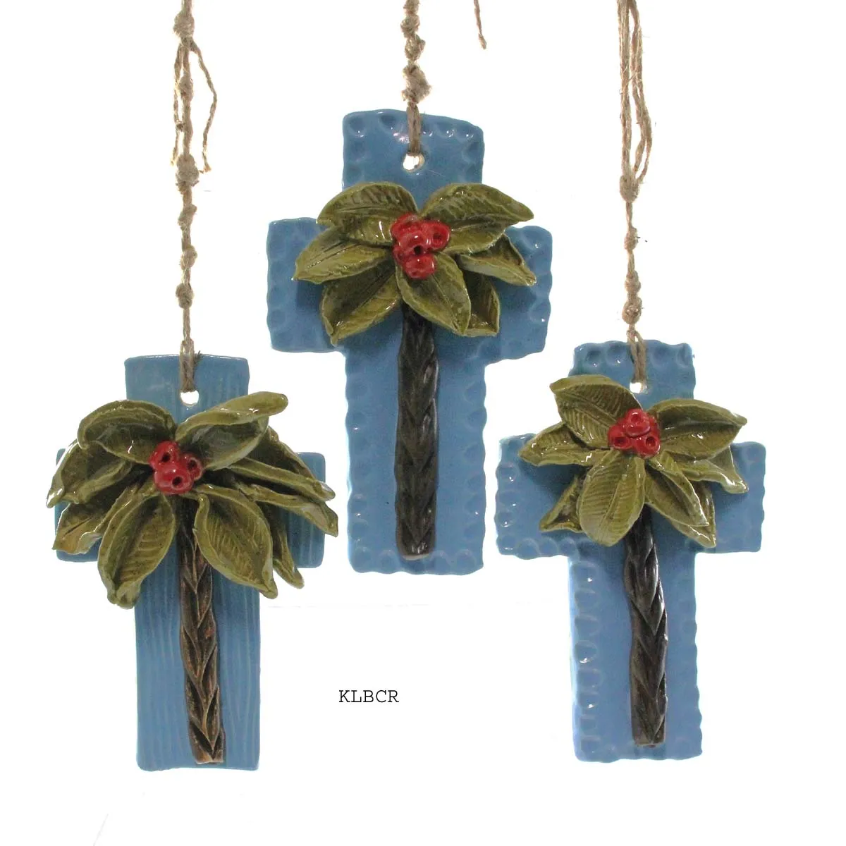 Kimberly Lang's Original Cross, Blue w/red berries, Medium