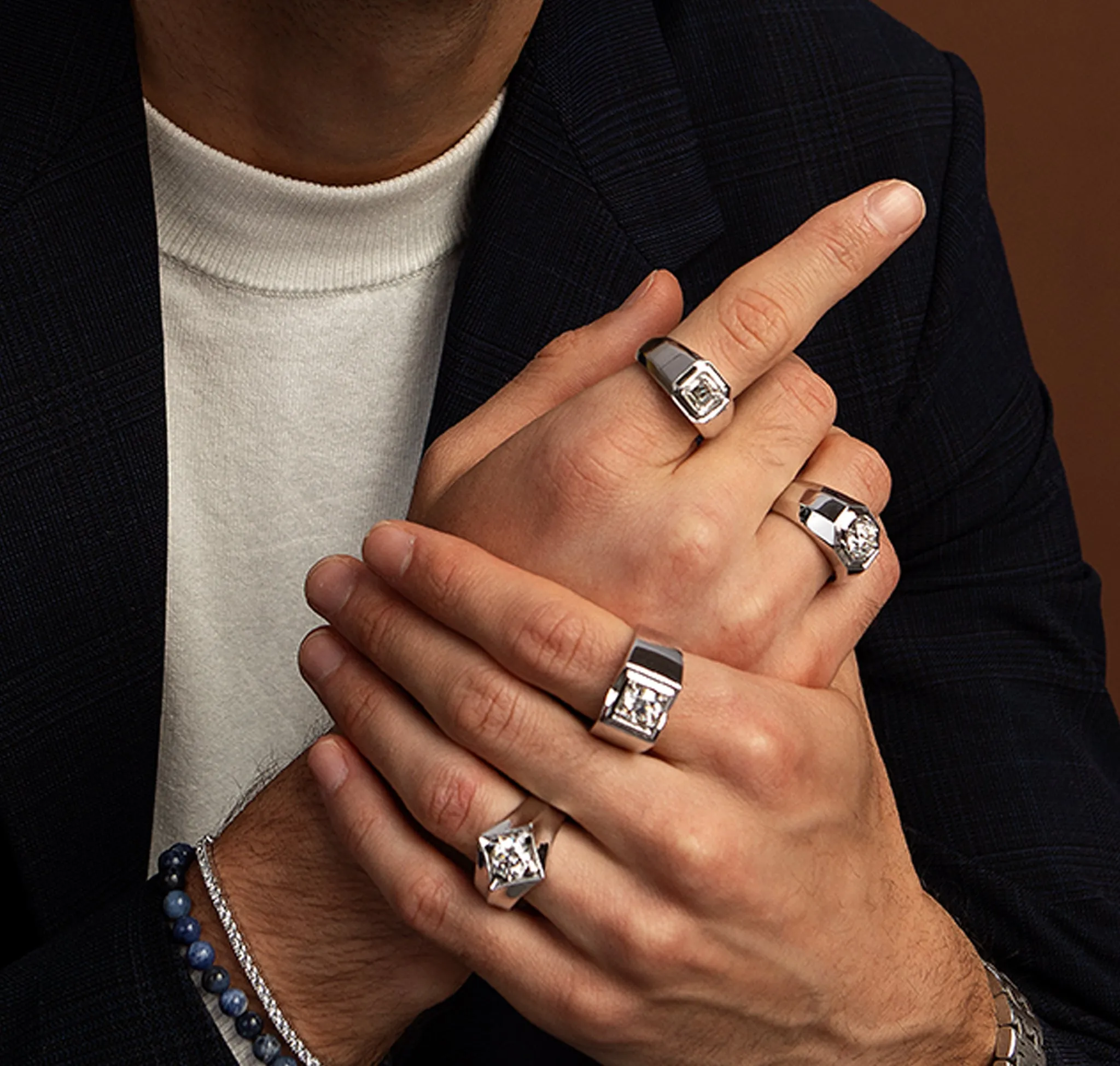 Lab Grown Diamond Square Solitaire Men's Band