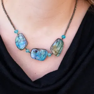 Labradorite 3 Stone Nugget Necklace