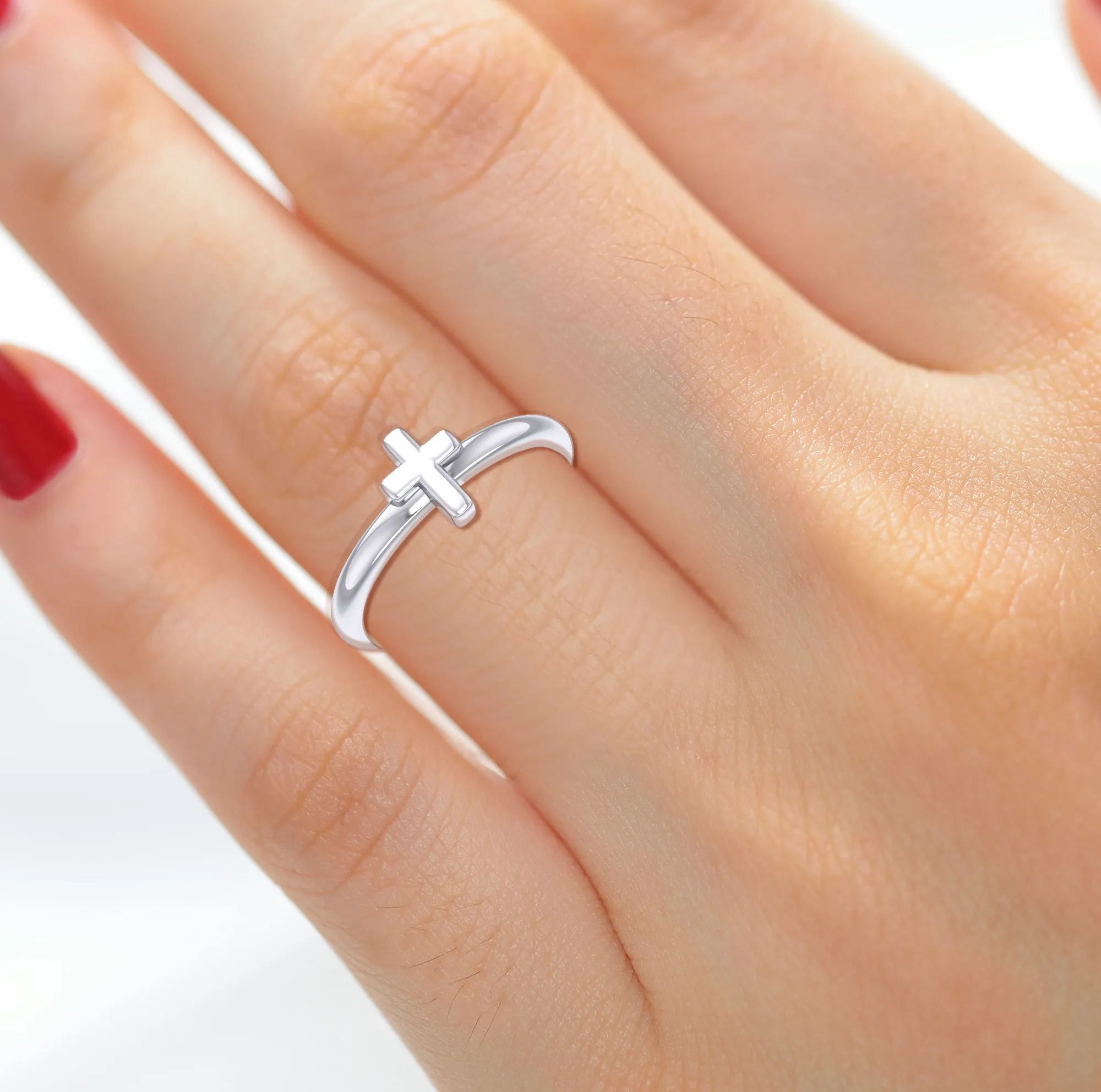 Ladies 925 Sterling Silver Cross Ring