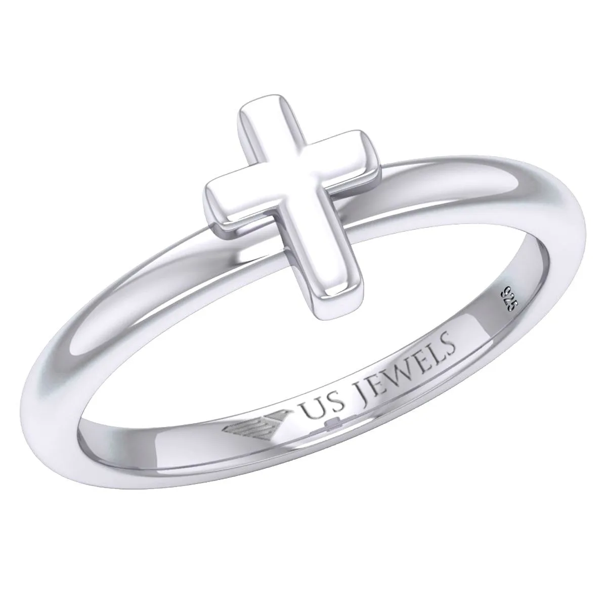 Ladies 925 Sterling Silver Cross Ring