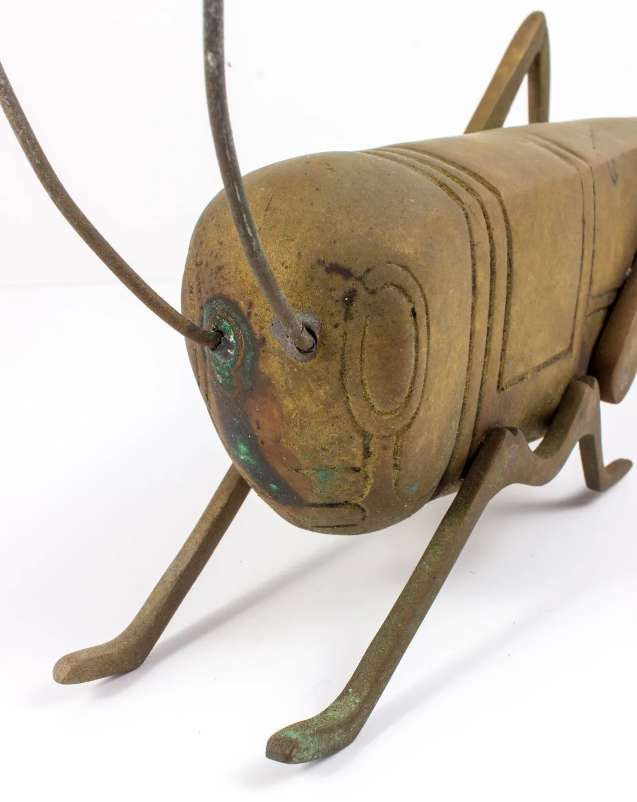Large Mid-Century Brass Cricket