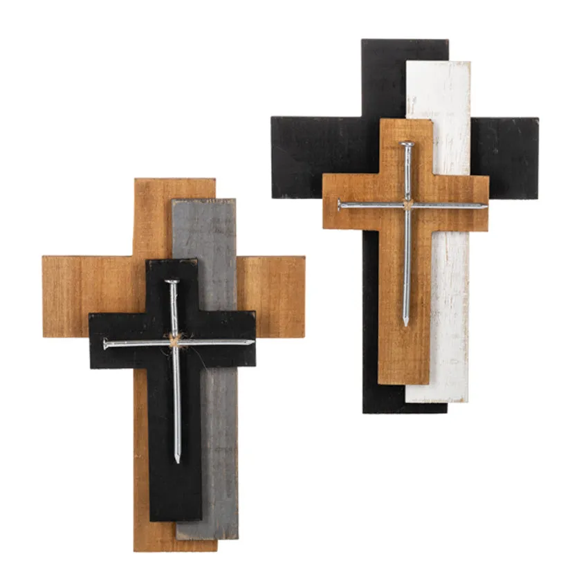 Layered Nail Wall Cross
