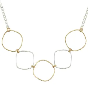 Linked and Hammered Square Rings Necklace