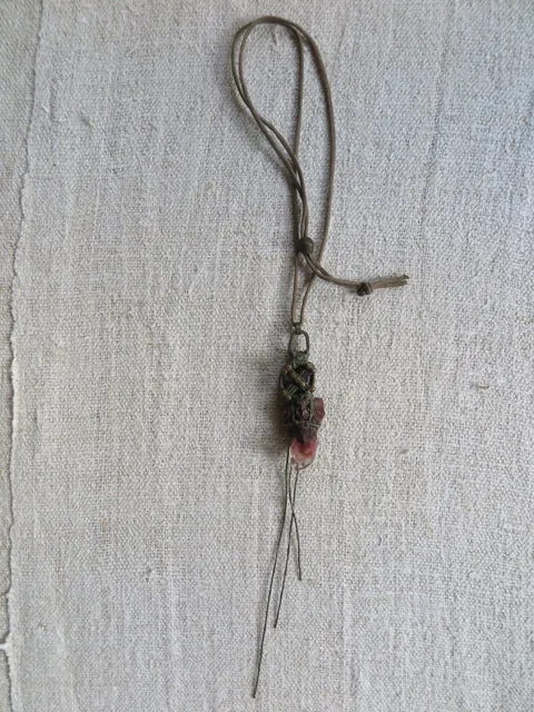 Lou Zeldis one of a kind agate brass necklace