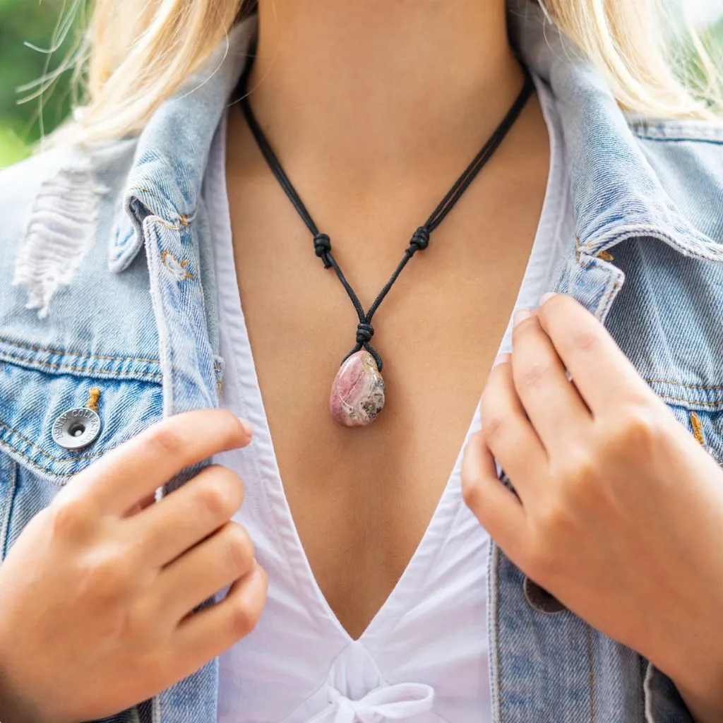 Luck Strings Rhodochrosite Pendant - Compassionate Connection