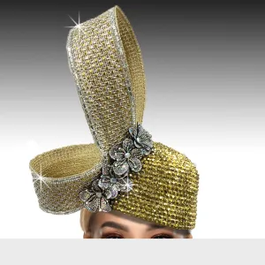 Lumiere Crystal Laden Bubble Hat - Gold