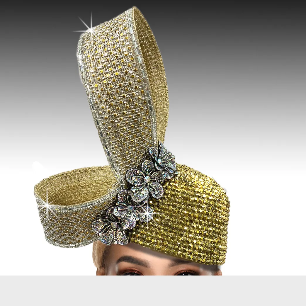 Lumiere Crystal Laden Bubble Hat - Gold