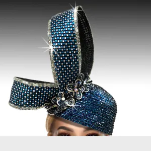 Lumiere Crystal Laden Bubble Hat - Navy