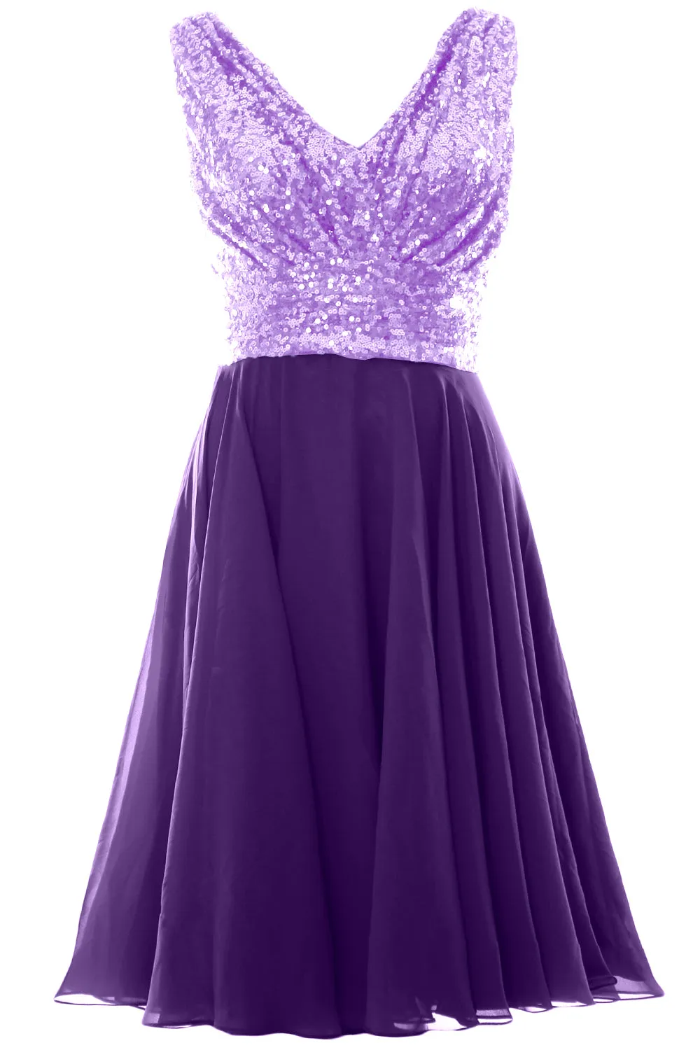 MACloth Women V Neck Sequin Short Wedding Bridesmaid Dresses Mother of Bride