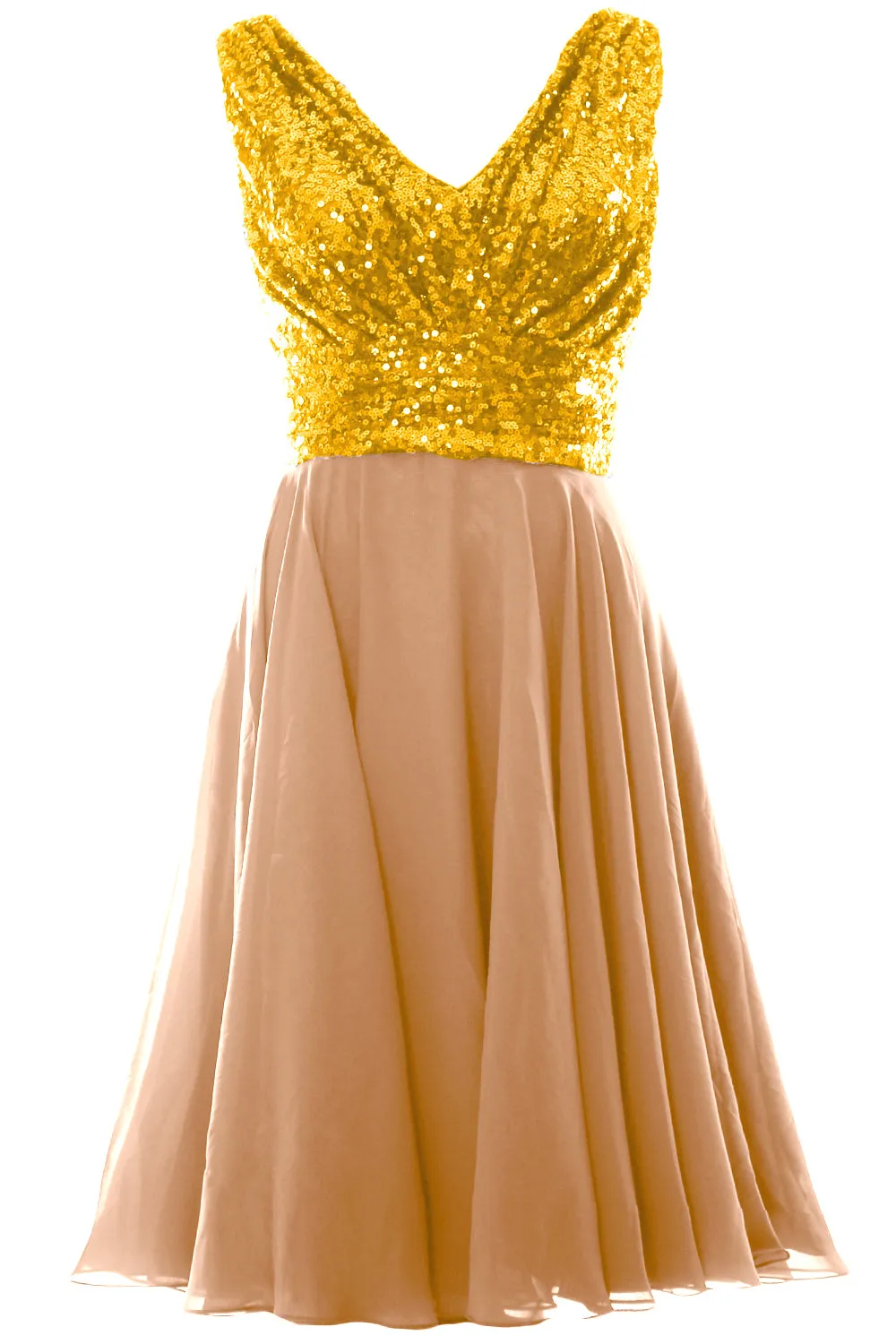 MACloth Women V Neck Sequin Short Wedding Bridesmaid Dresses Mother of Bride