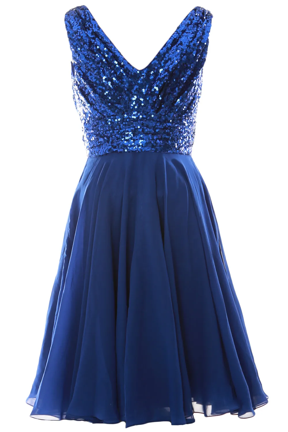 MACloth Women V Neck Sequin Short Wedding Bridesmaid Dresses Mother of Bride