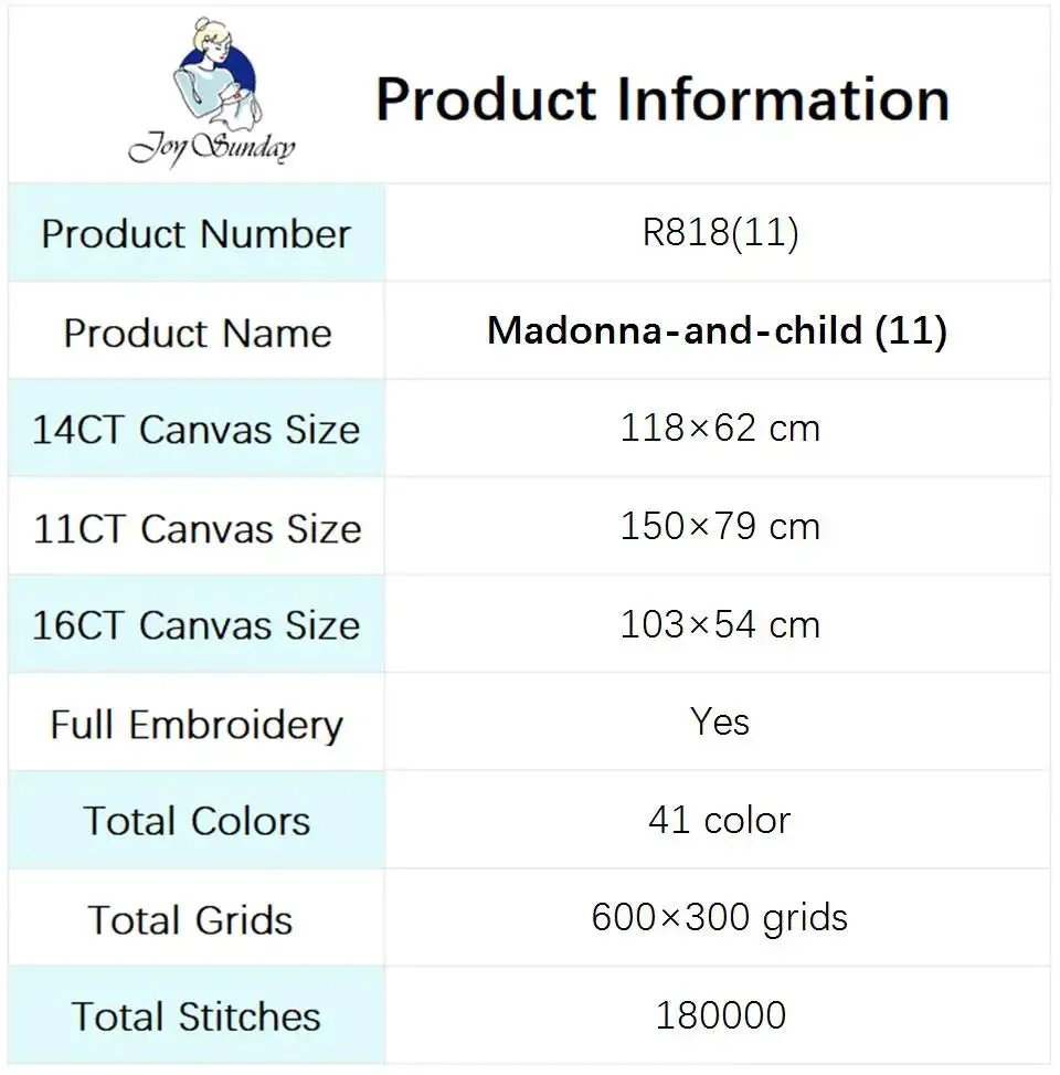 Madonna and Child Counted Cross Stitch Supplies