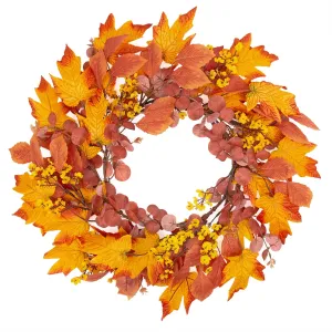 Maple Leaf Autumn Wreath, Artificial Fall Garland Door Wreaths for Front Door 20 inch
