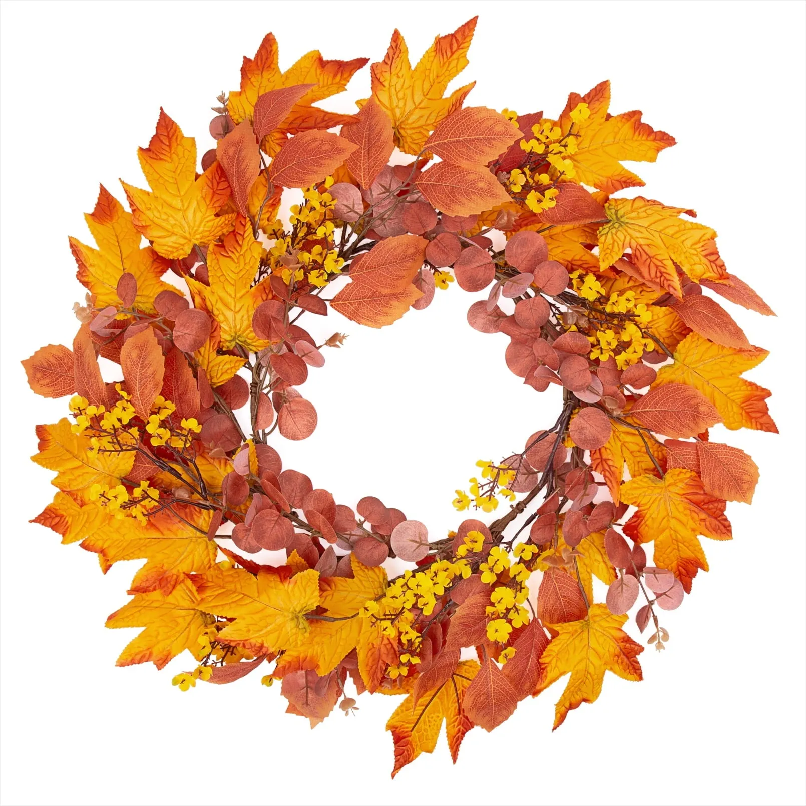 Maple Leaf Autumn Wreath, Artificial Fall Garland Door Wreaths for Front Door 20 inch