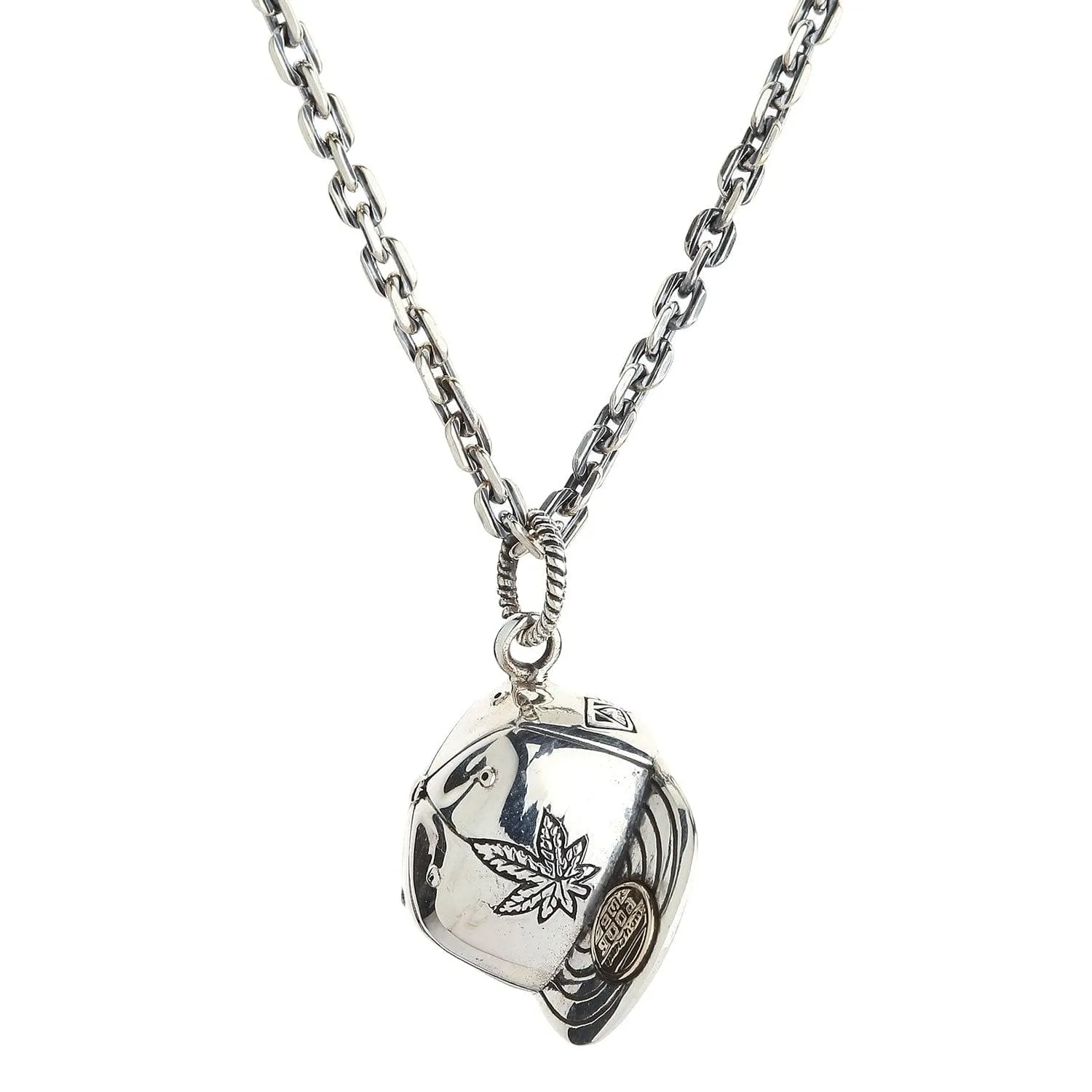 Marijuana Leaf Cap 925 Sterling Silver Pendant
