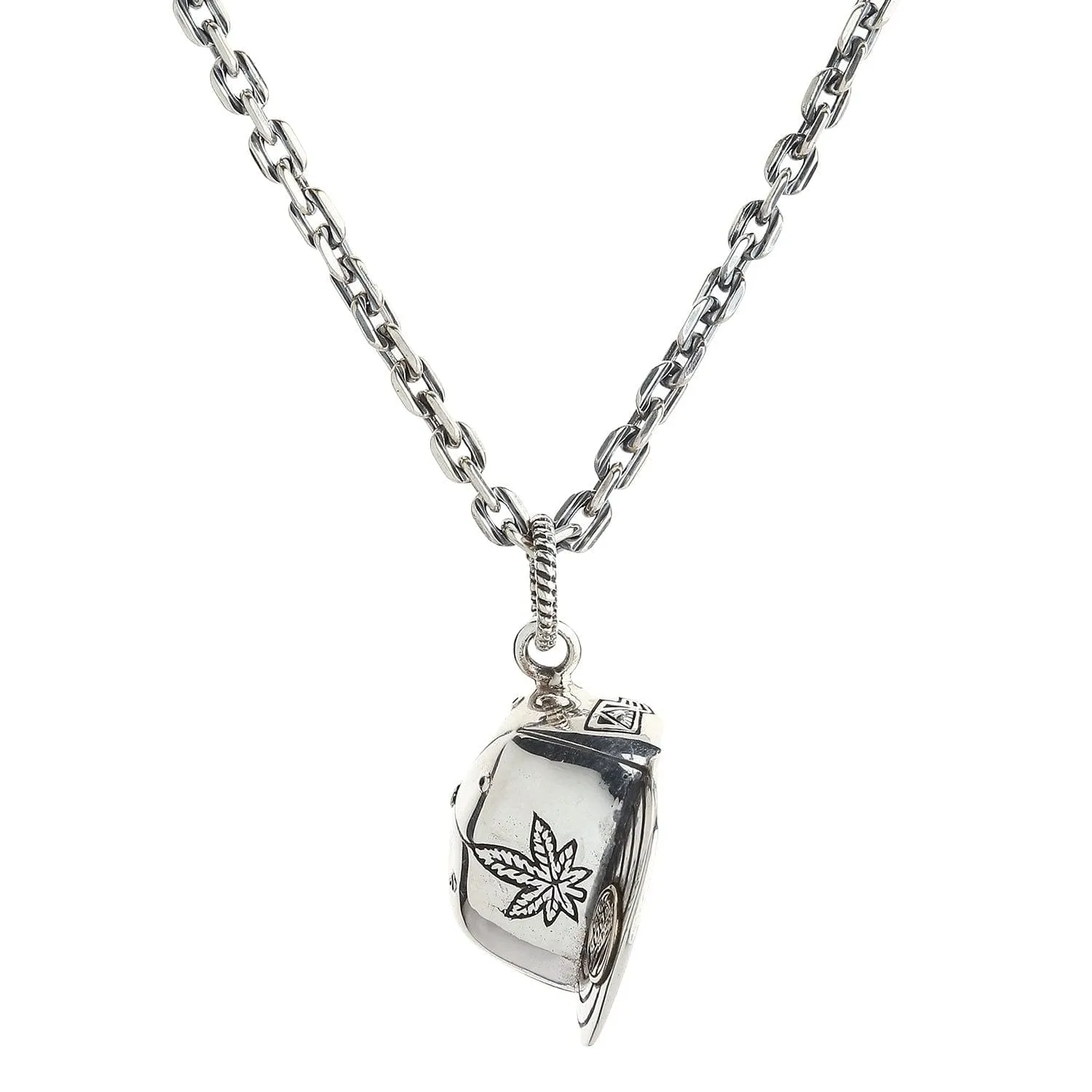 Marijuana Leaf Cap 925 Sterling Silver Pendant