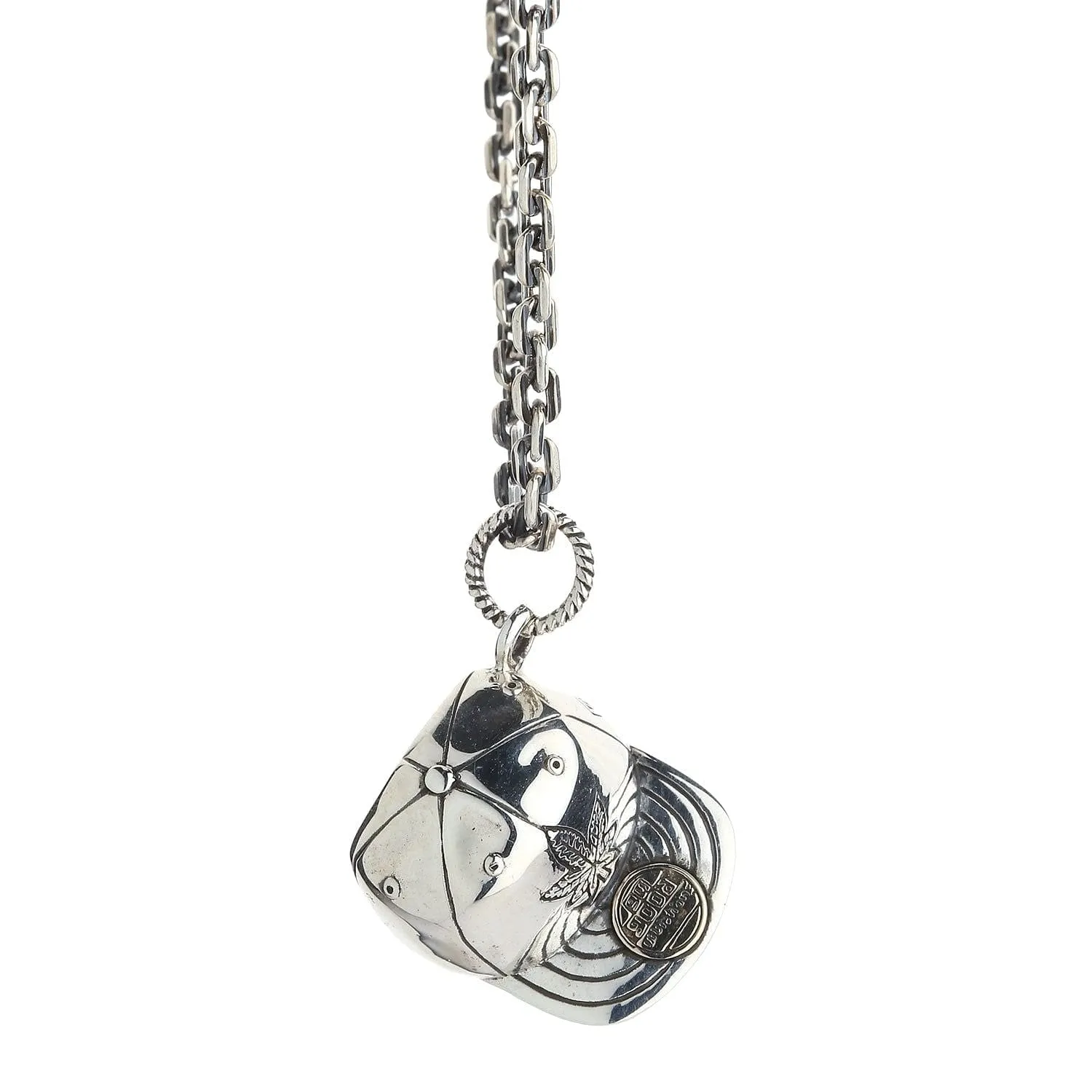 Marijuana Leaf Cap 925 Sterling Silver Pendant