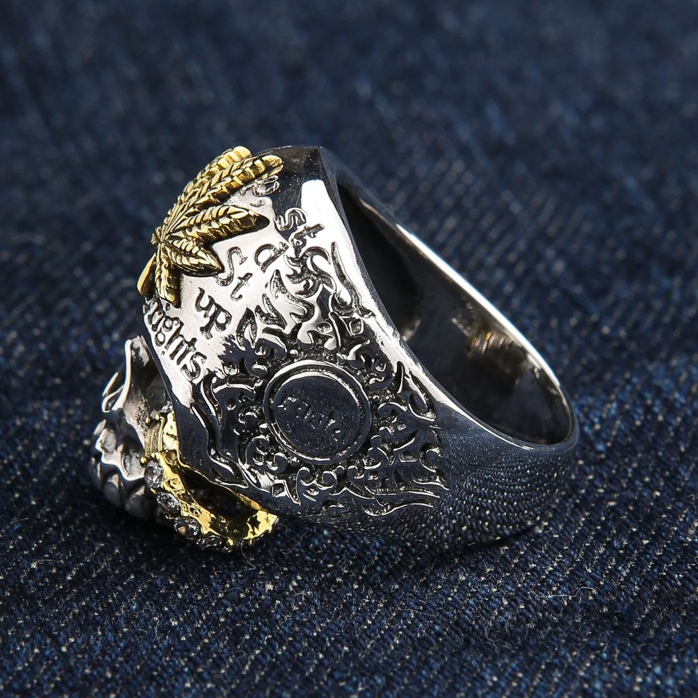 Marijuana Punk Sterling Silver Skull Ring