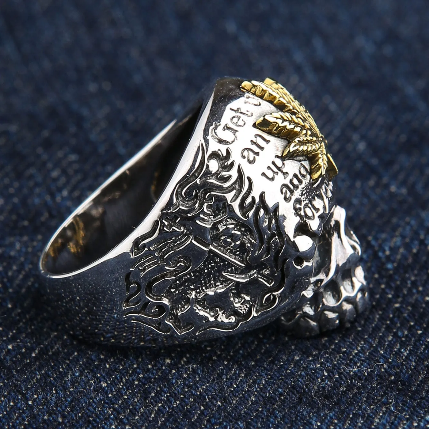 Marijuana Punk Sterling Silver Skull Ring