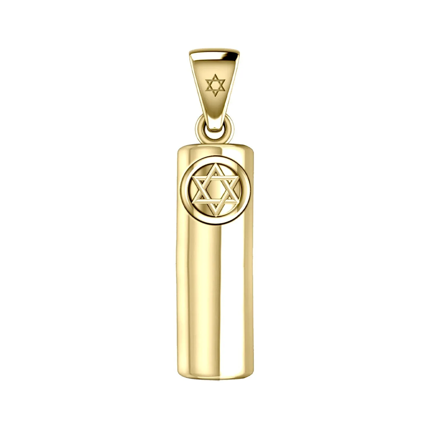 Men's 10K or 14K Yellow Gold Jewish Star of David Mezuzah Pendant Necklace, 30mm
