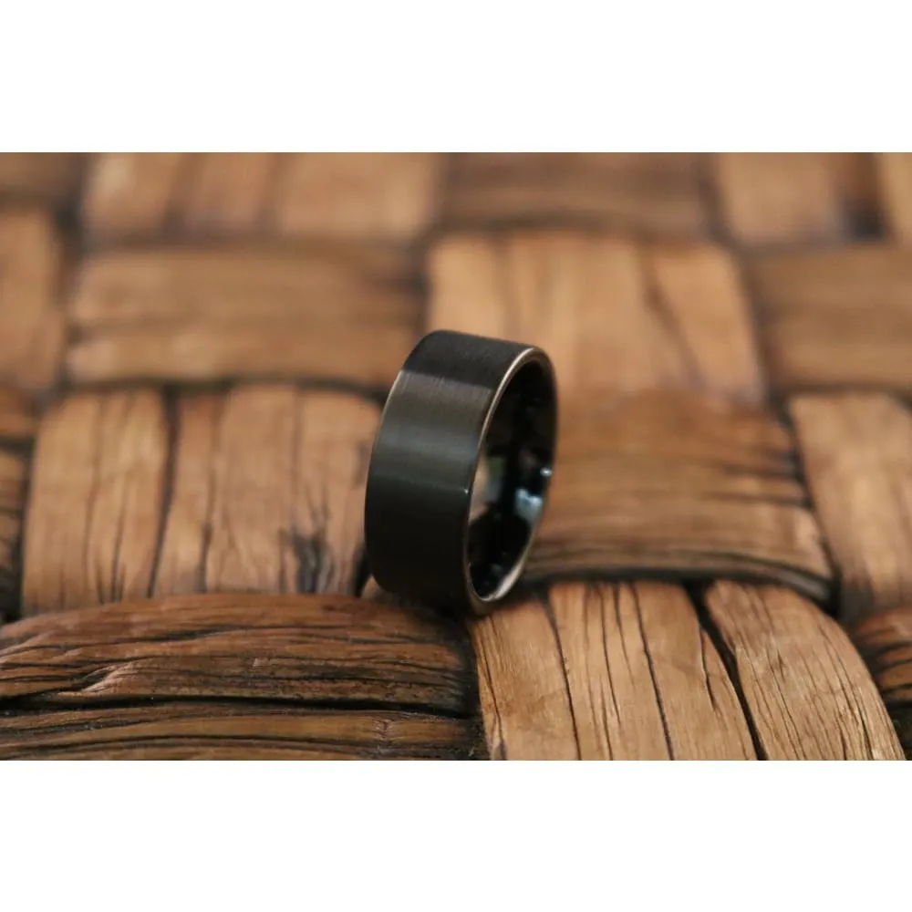 Men's Black Brushed Pipe Cut Tungsten Carbide Wedding Band - 7mm, 9mm & 12mm