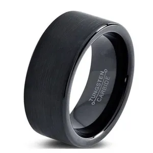 Men's Black Brushed Pipe Cut Tungsten Carbide Wedding Band - 7mm, 9mm & 12mm