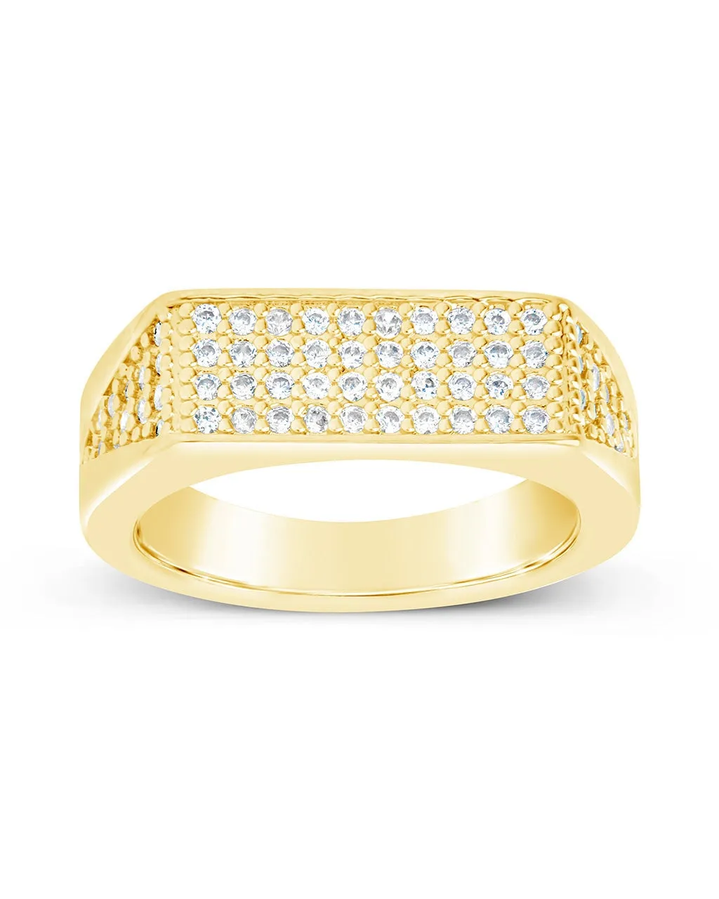 Men's CZ Bar Signet Ring