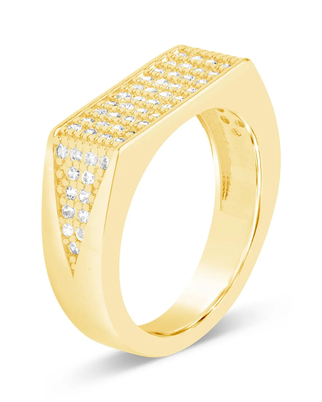 Men's CZ Bar Signet Ring