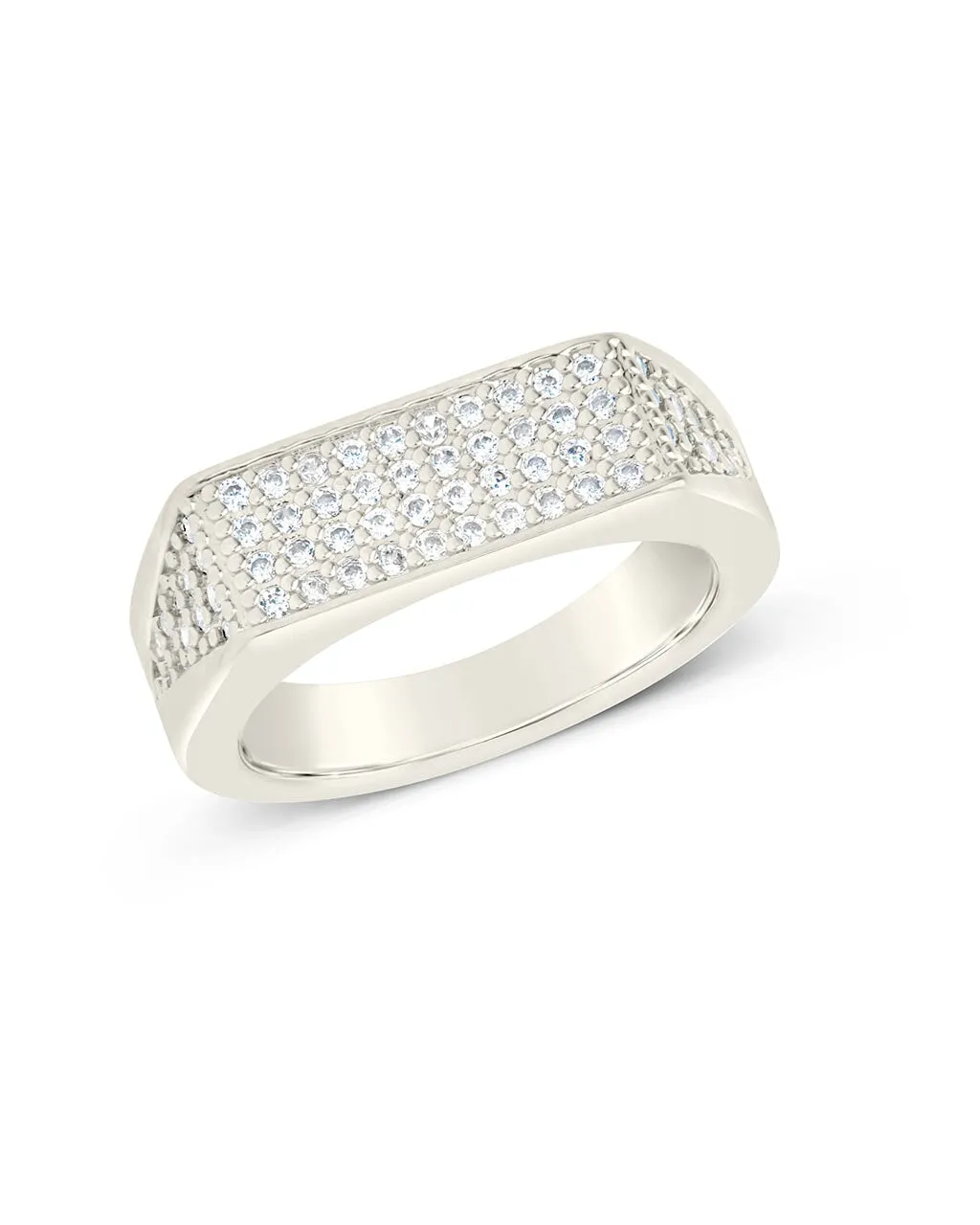Men's CZ Bar Signet Ring