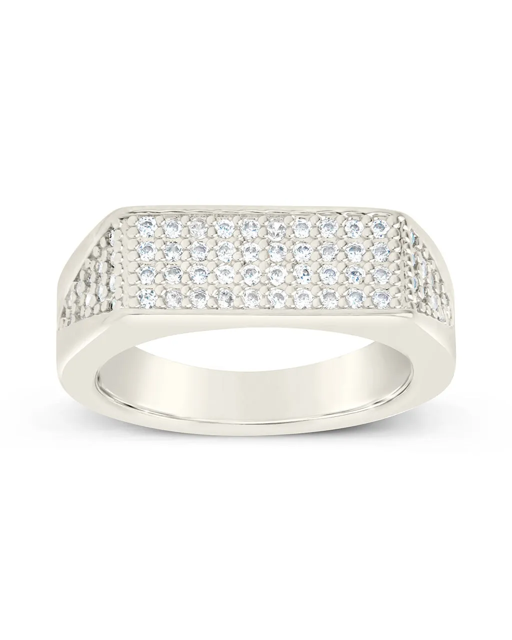 Men's CZ Bar Signet Ring