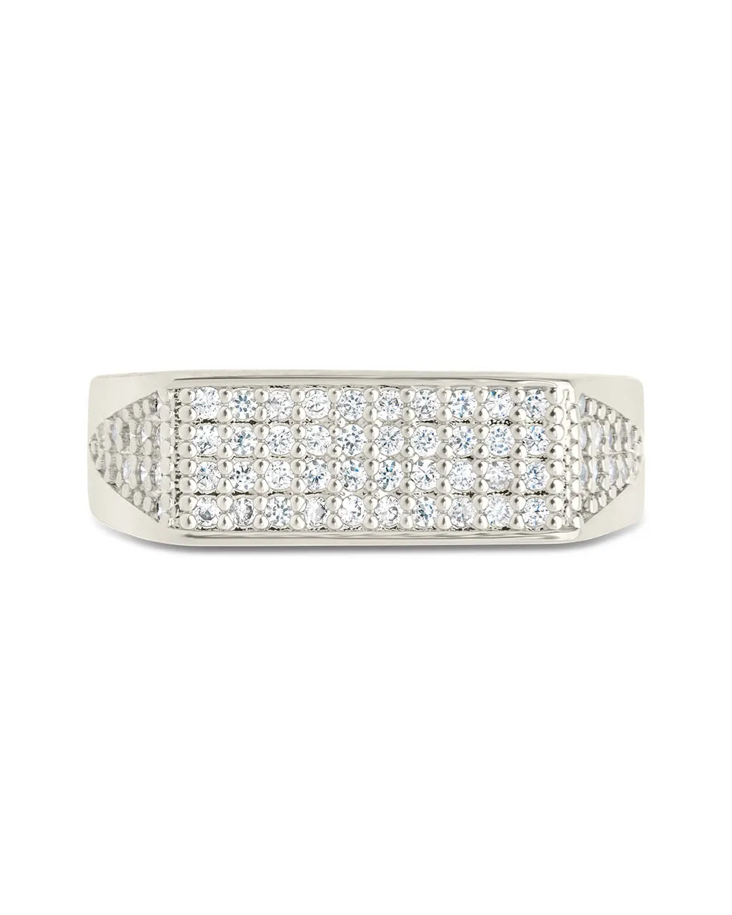 Men's CZ Bar Signet Ring