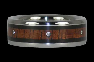 Mens Diamond Wood Titanium Ring