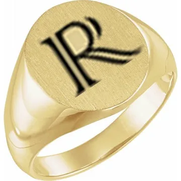 Men's Traditional Engravable Signet Ring, Choose from Sterling Silver, 10k, 14k, or 18k Gold