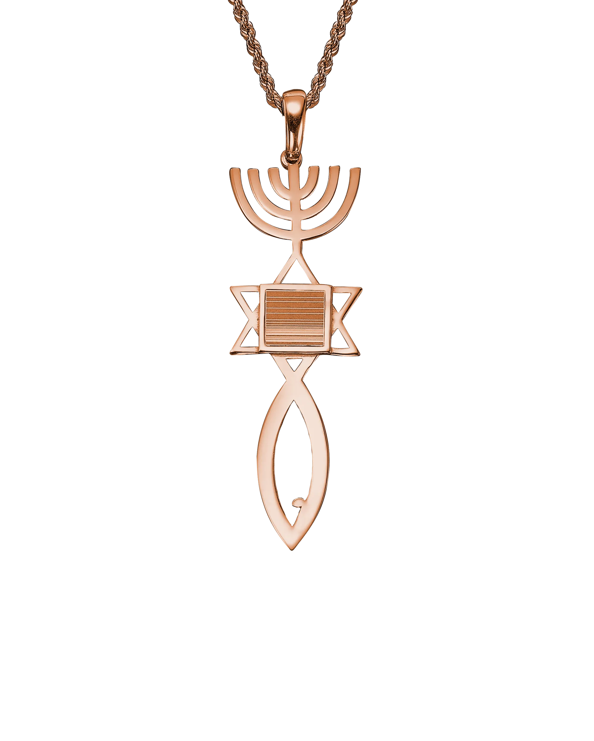 Messianic Seal of Jerusalem Pendant Necklace - 14K Gold