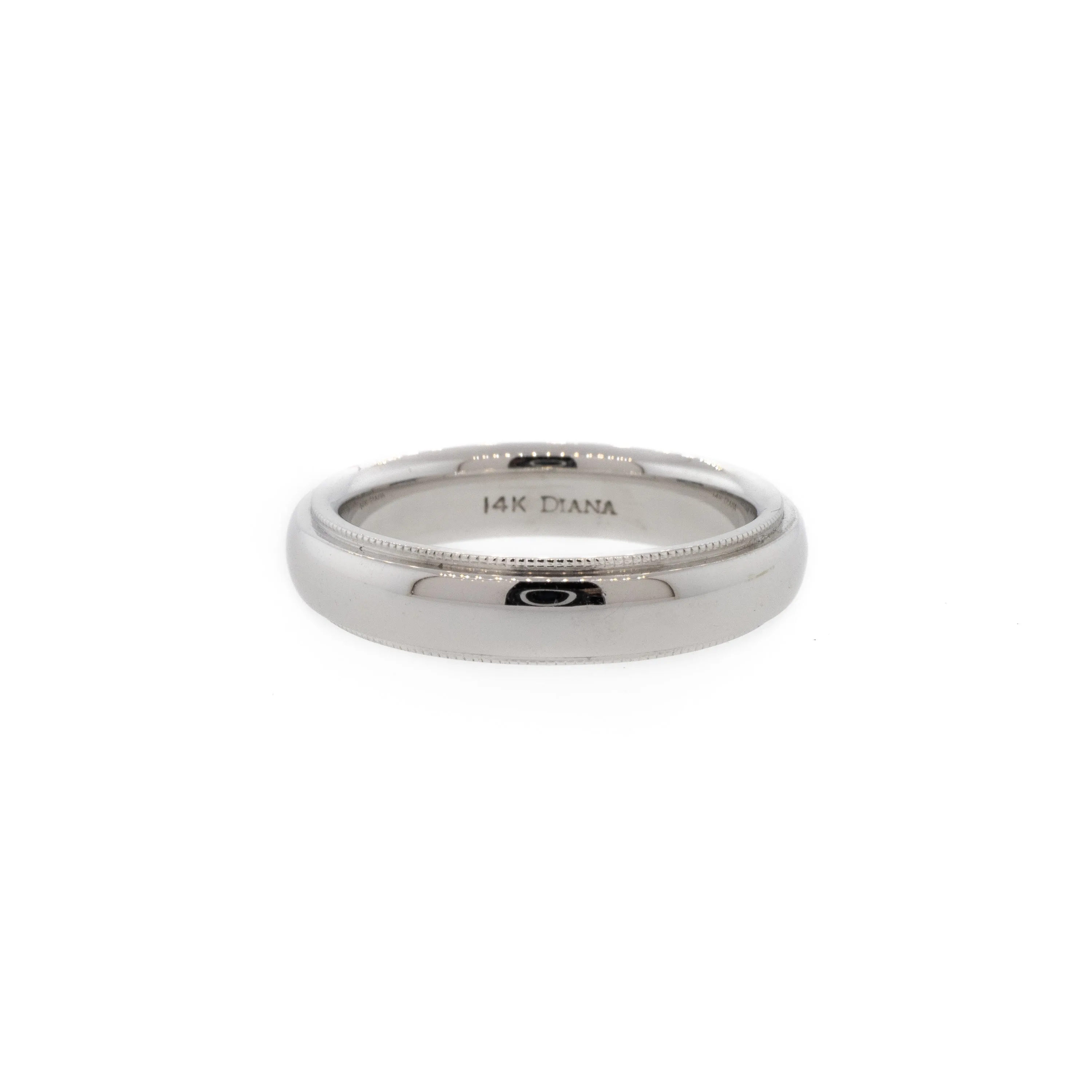 Milgrain 14K White Gold Wedding Band