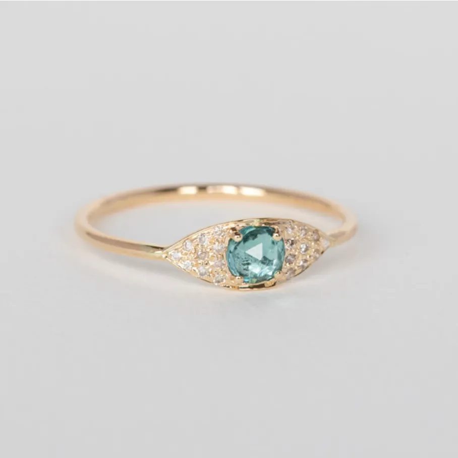 MINT TOURMALINE & DIAMONDS FULL EYE RING