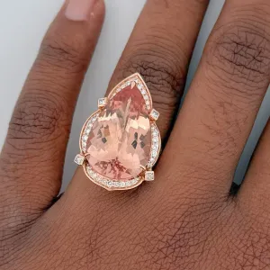 Morganite Elegance 18k Rose Gold and Diamonds Ring size 7